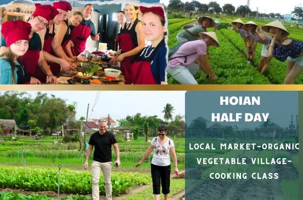 Hoian local market-Organic vegetable village-cooking class